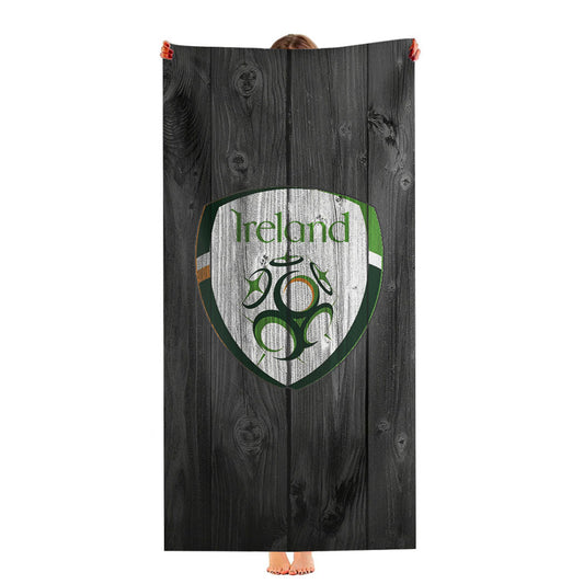 Ireland National Team Logo Dark Wood Wallpaper Ultra-Soft Luxury Bathroom Towels