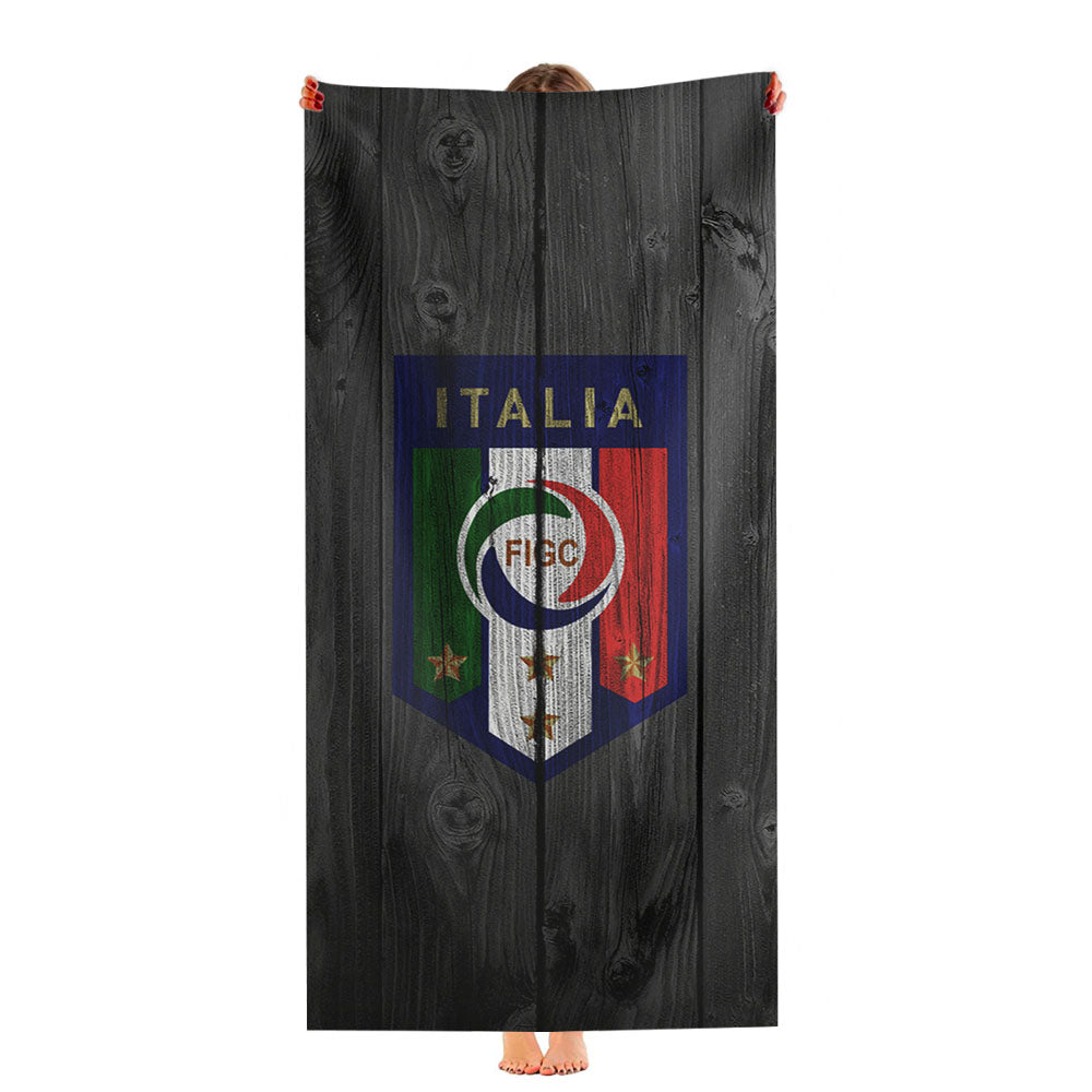 Italia Figc National Team Logo Dark Wood Wallpaper Ultra-Soft Luxury Bathroom Towels