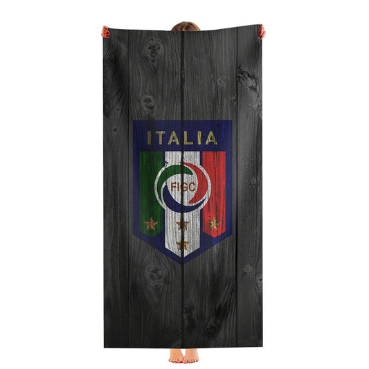 Italia Figc National Team Logo Dark Wood Wallpaper Ultra-Soft Luxury Bathroom Towels