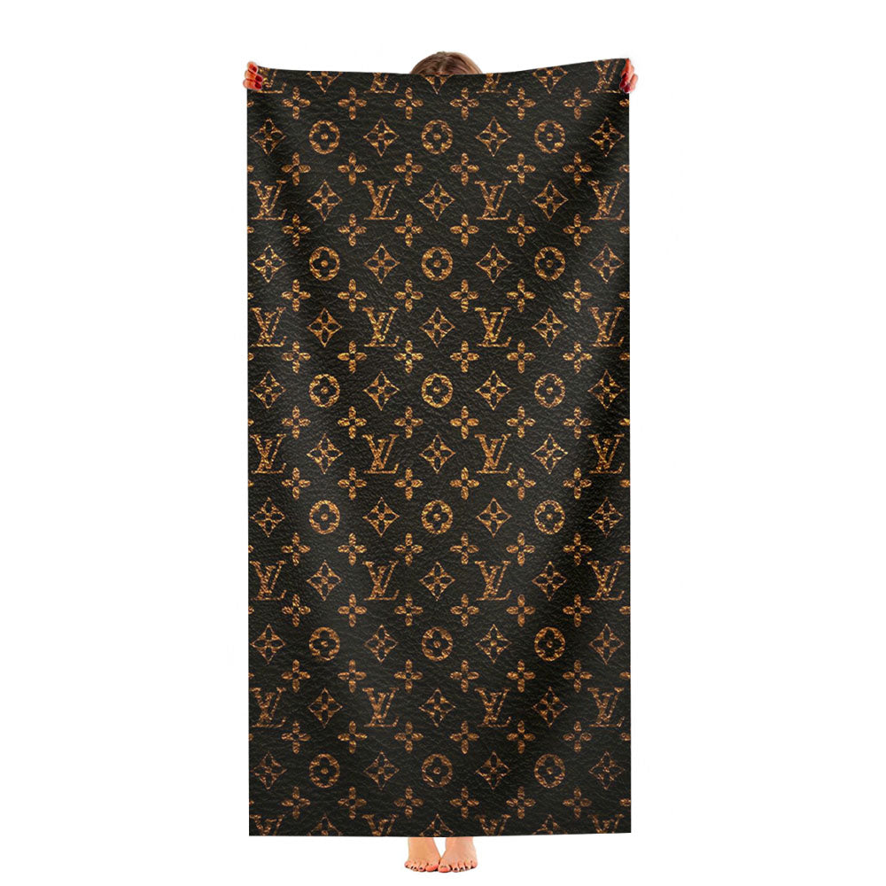 Louis Vuitton Pattern Brown Gold Ultra-Soft Luxury Bathroom Towels