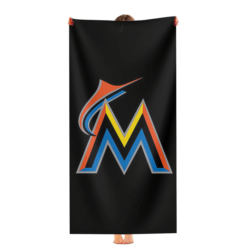 Miami Marlins Baseball Logo Black Ultra-Soft Luxury Bathroom Towels