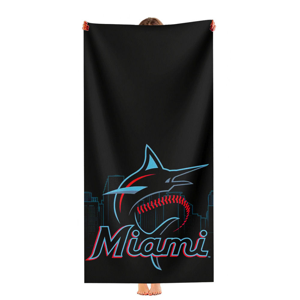 Miami Marlins Baseball Team Emblem Ultra-Soft Luxury Bathroom Towels