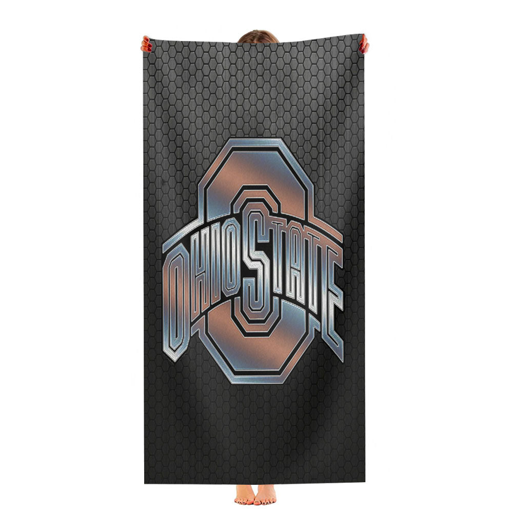 Ohio State Silver Metal Emblem Ultra-Soft Luxury Bathroom Towels
