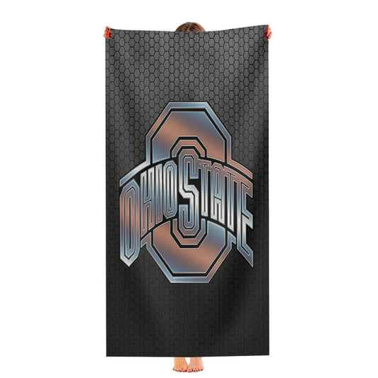 Ohio State Silver Metal Emblem Ultra-Soft Luxury Bathroom Towels