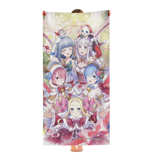 Re Zero Rem Ram And Friends Christmas Ultra-Soft Luxury Bathroom Towels