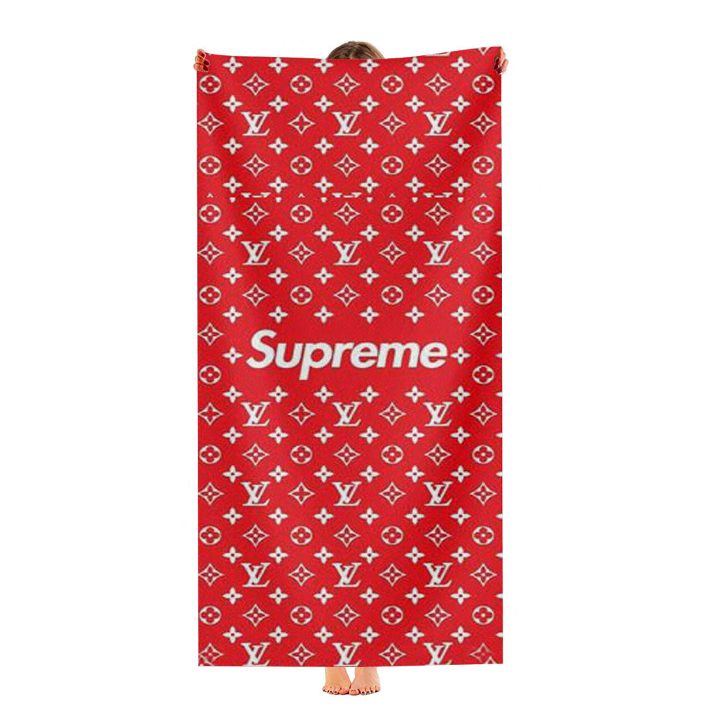 Red Louis Vuitton Supreme Ultra-Soft Luxury Bathroom Towels