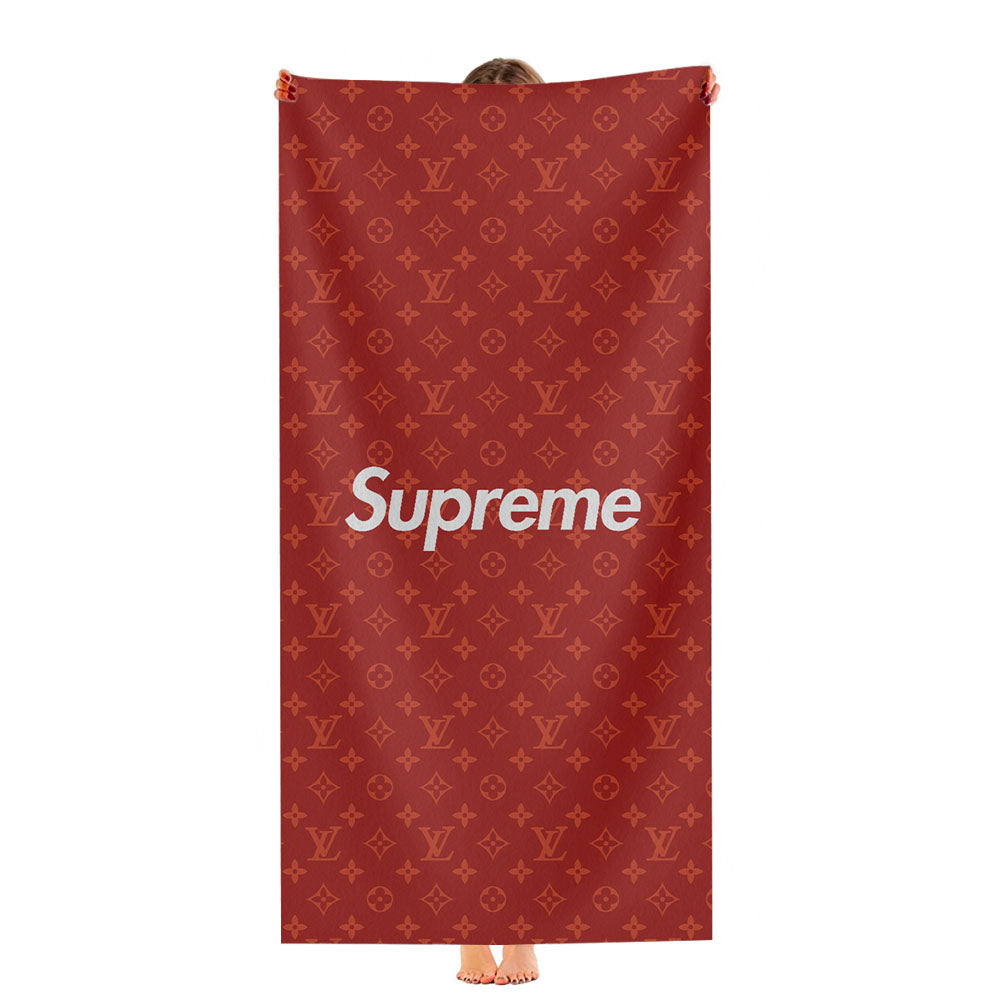 Red Supreme Louis Vuitton 2 Ultra-Soft Luxury Bathroom Towels
