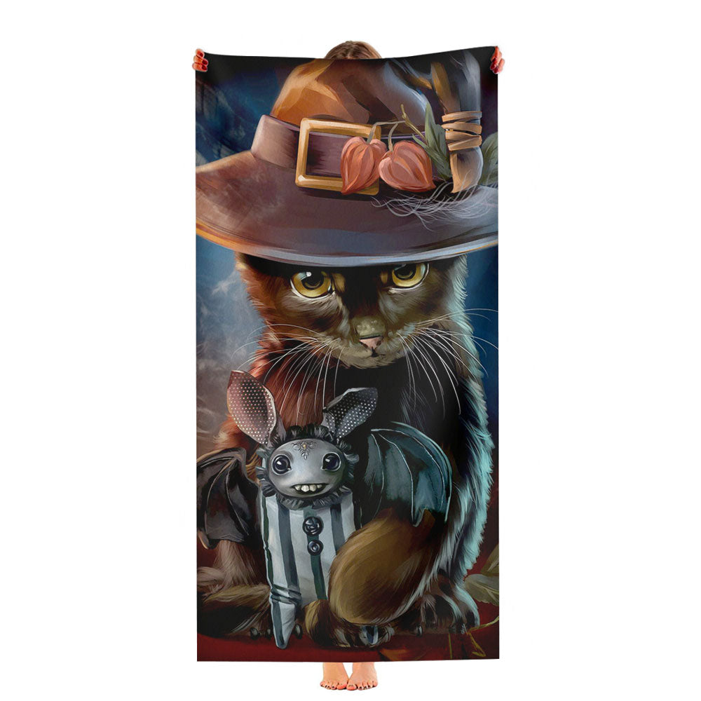 Steampunk Cat Halloween Ultra-Soft Luxury Bathroom Towels