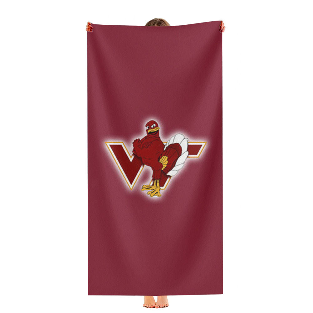 Virginia Tech University Logo Dark Wood Wallpaper Ultra-Soft Luxury Bathroom Towels