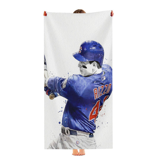 Watercolor Anthony Rizzo Chicago Cubs Baseball Ultra-Soft Luxury Bathroom Towels