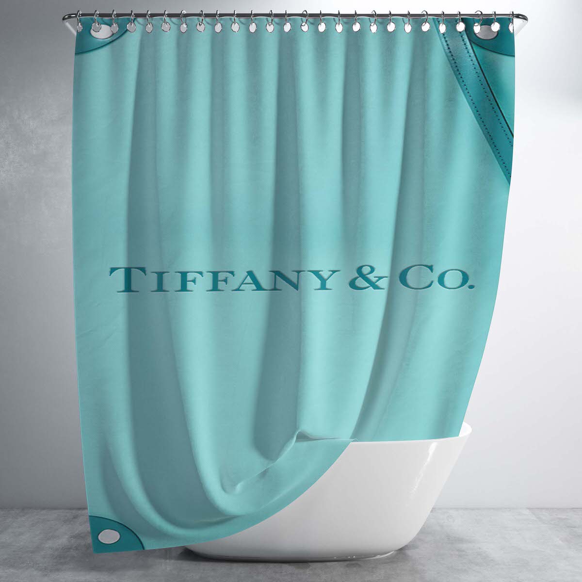 London Blue Square Trunk Bag Tiffany And Co Bathroom Shower Curtain Fabric Waterproof | 66 X 72 Inch