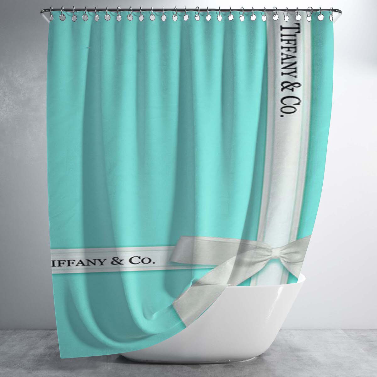 Tiffany And Co Blue Logo Bathroom Shower Curtain Fabric Waterproof | 66 X 72 Inch