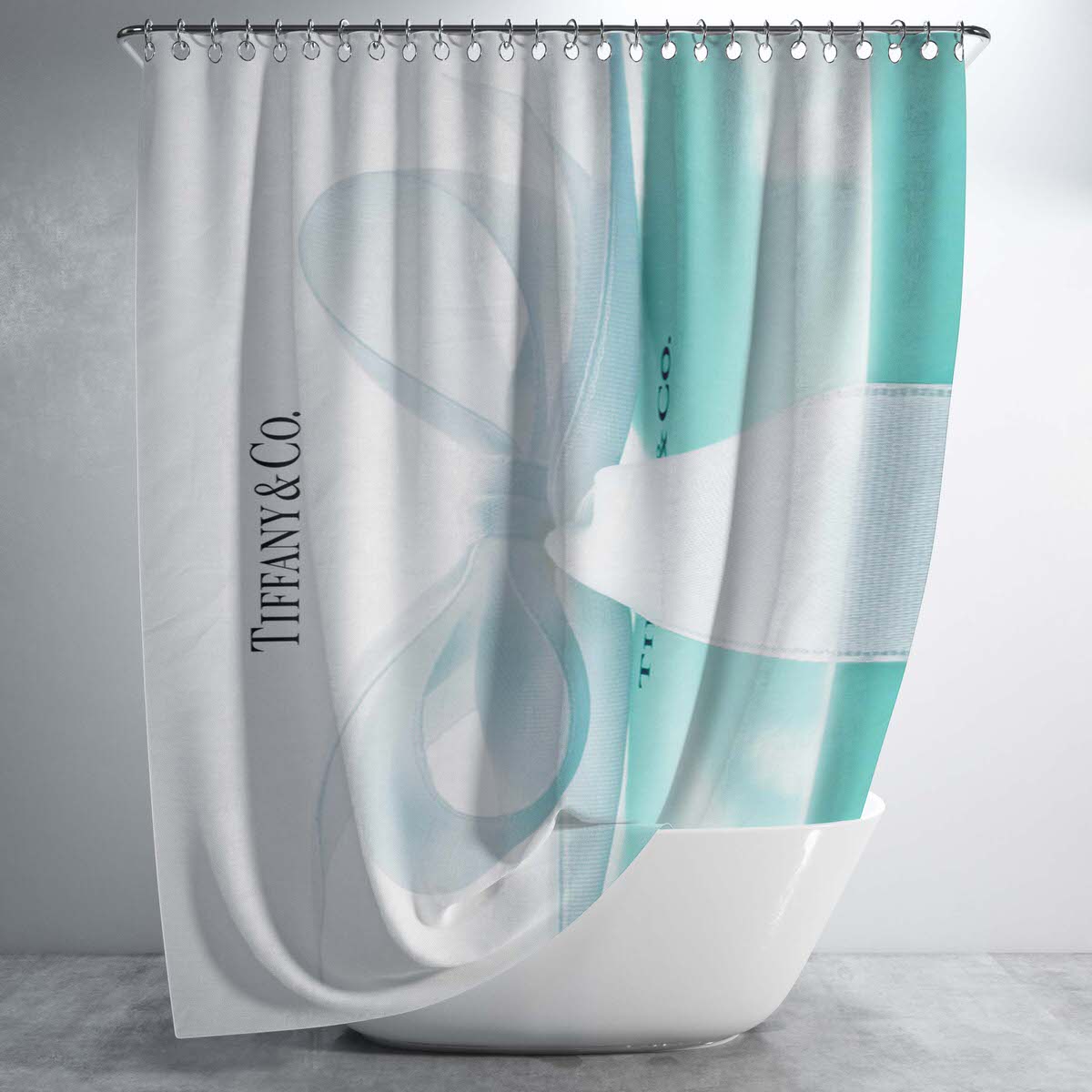 Tiffany And Co Box Bathroom Shower Curtain Fabric Waterproof | 66 X 72 Inch
