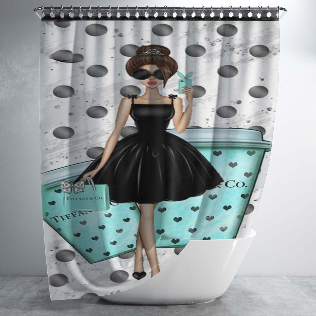 Tiffany And Co Girl Bathroom Shower Curtain Fabric Waterproof | 66 X 72 Inch
