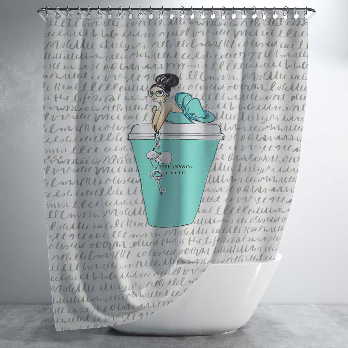 Tiffany And Co Sk Bathroom Shower Curtain Fabric Waterproof | 66 X 72 Inch