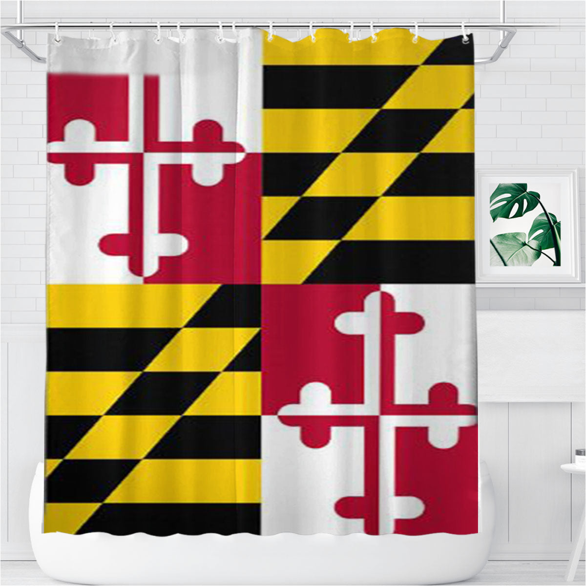 Maryland Flag Bathroom Shower Curtain Fabric Waterproof | 66 X 72 Inch