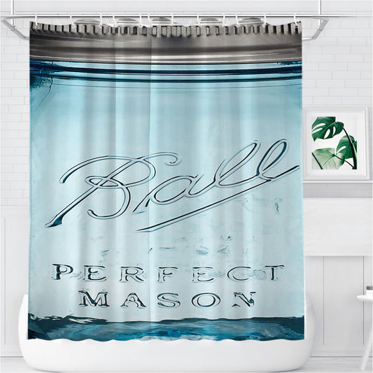 Mason Jar Bathroom Shower Curtain Fabric Waterproof | 66 X 72 Inch