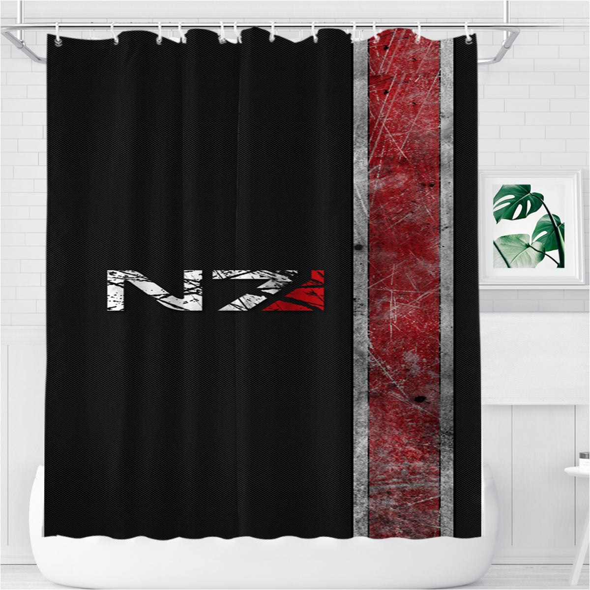 Mass Effect N7 Bathroom Shower Curtain Fabric Waterproof | 66 X 72 Inch