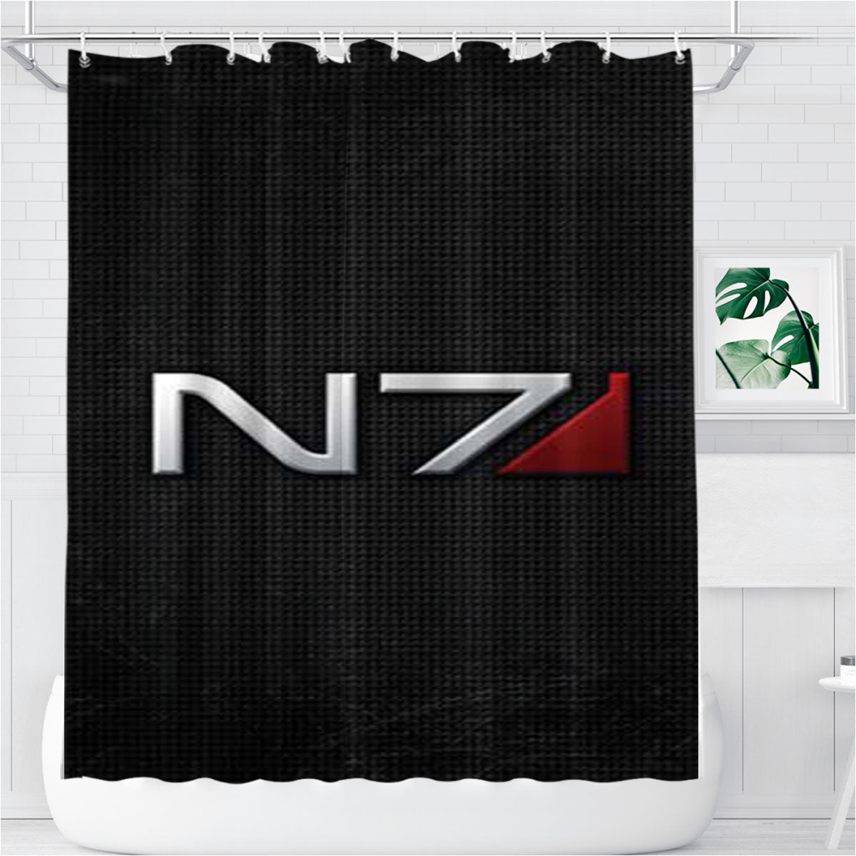 Mass Effect N7 Texture Bathroom Shower Curtain Fabric Waterproof | 66 X 72 Inch