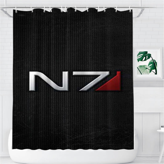 Personalized Mass Effect N7 Texture Shower Curtain Farmhouse Bathroom Decor