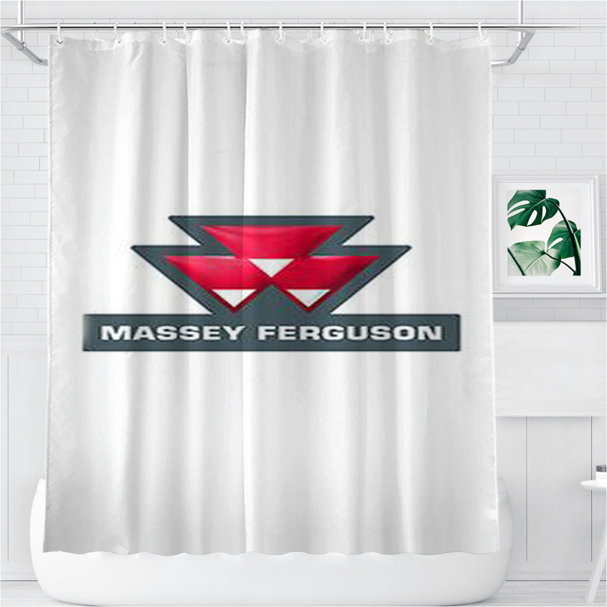 Massey Ferguson Logo Bathroom Shower Curtain Fabric Waterproof | 66 X 72 Inch
