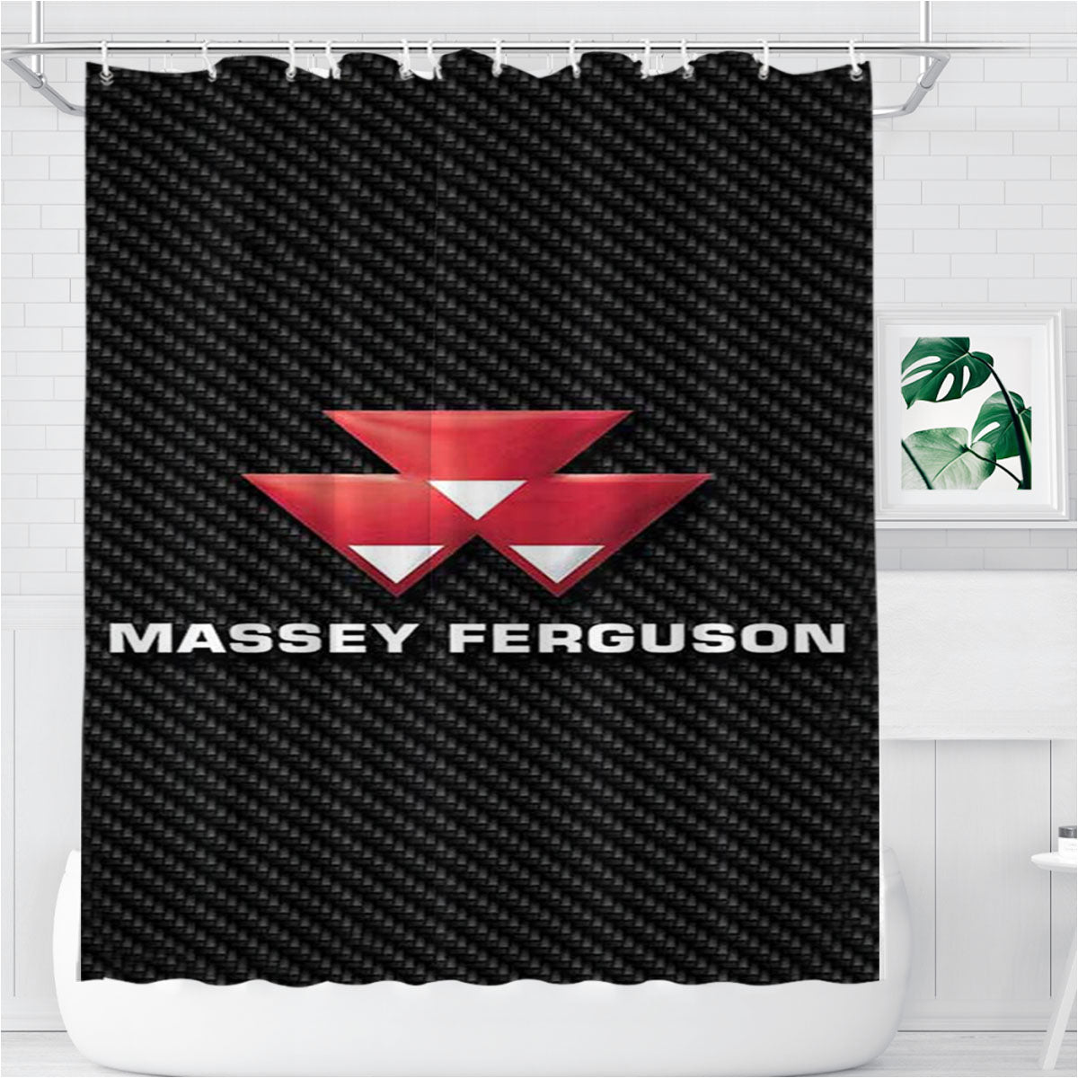 Massey Ferguson Logo 2 Bathroom Shower Curtain Fabric Waterproof | 66 X 72 Inch