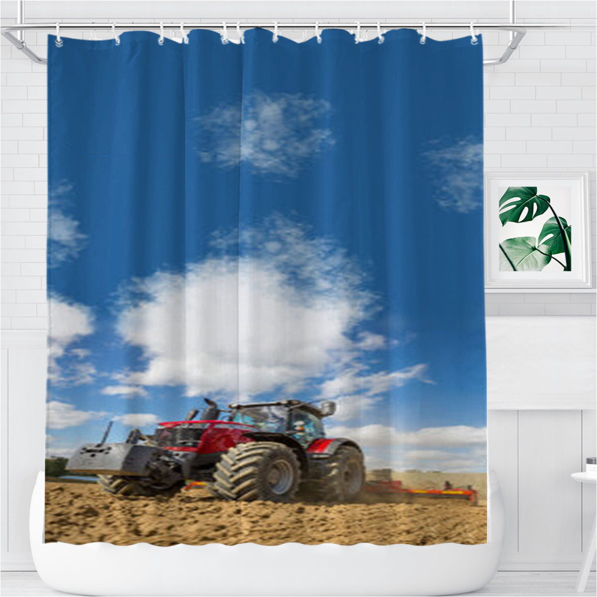 Massey Ferguson Tractors Bathroom Shower Curtain Fabric Waterproof | 66 X 72 Inch