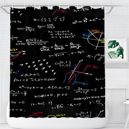 Mathematic Addict Pattern Smart Bathroom Shower Curtain Fabric Waterproof | 66 X 72 Inch