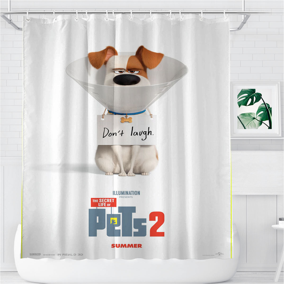 Max In The Secret Life Of Pets Bathroom Shower Curtain Fabric Waterproof | 66 X 72 Inch