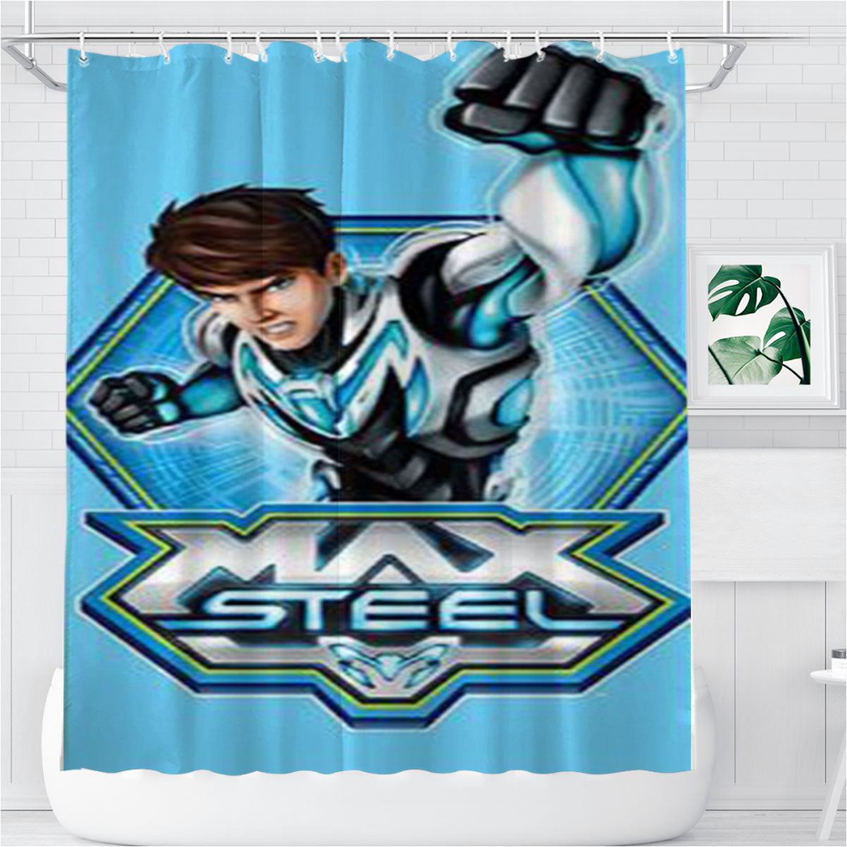 Max Steel Bathroom Shower Curtain Fabric Waterproof | 66 X 72 Inch
