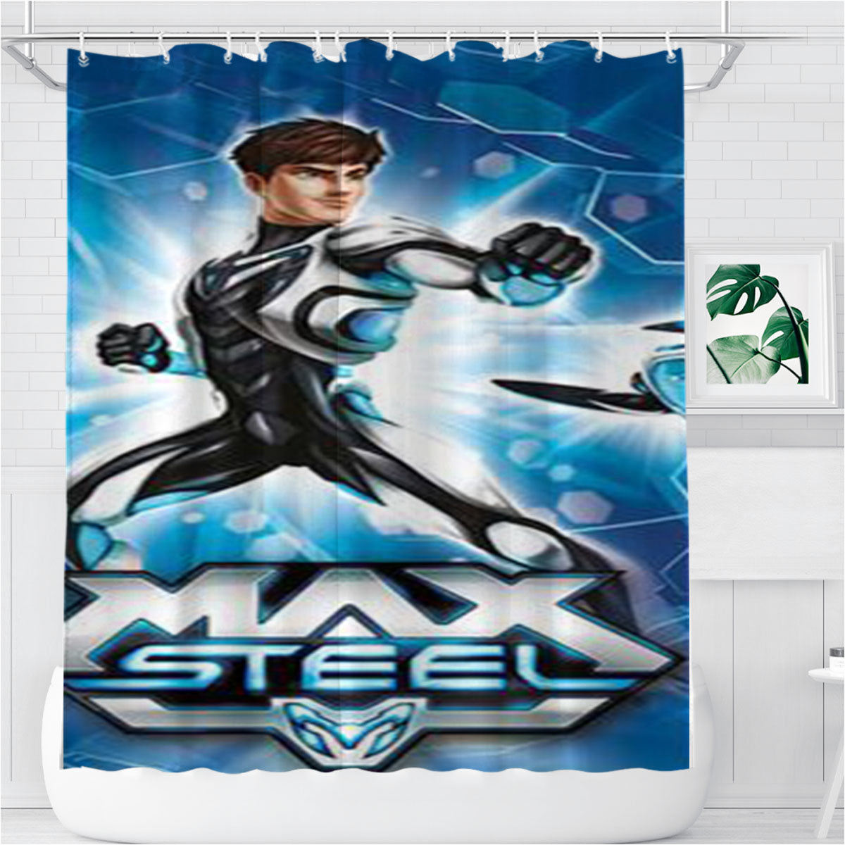 Max Steel 3 Bathroom Shower Curtain Fabric Waterproof | 66 X 72 Inch
