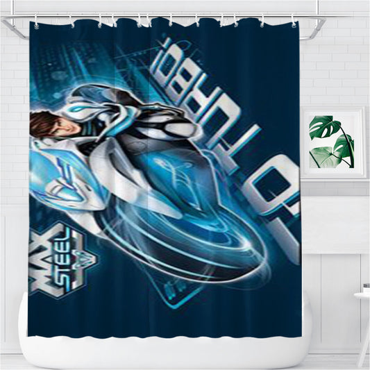 Personalized Max Steel Go Turbo Shower Curtain Farmhouse Bathroom Decor