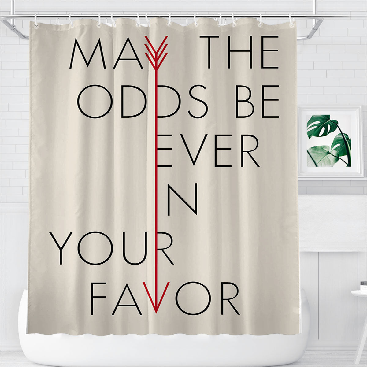 May The Odds Hunger Games Inspired Bathroom Shower Curtain Fabric Waterproof | 66 X 72 Inch
