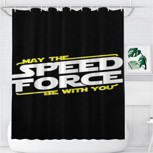 May The Speed Force Bathroom Shower Curtain Fabric Waterproof | 66 X 72 Inch