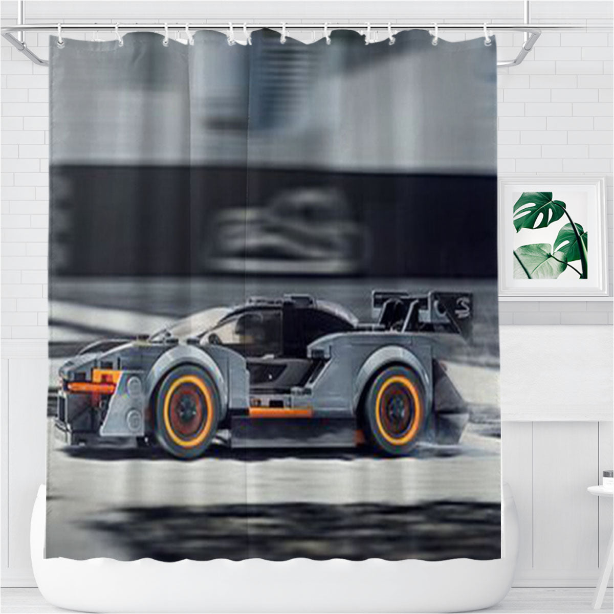 Mclaren Senna Lego Bathroom Shower Curtain Fabric Waterproof | 66 X 72 Inch