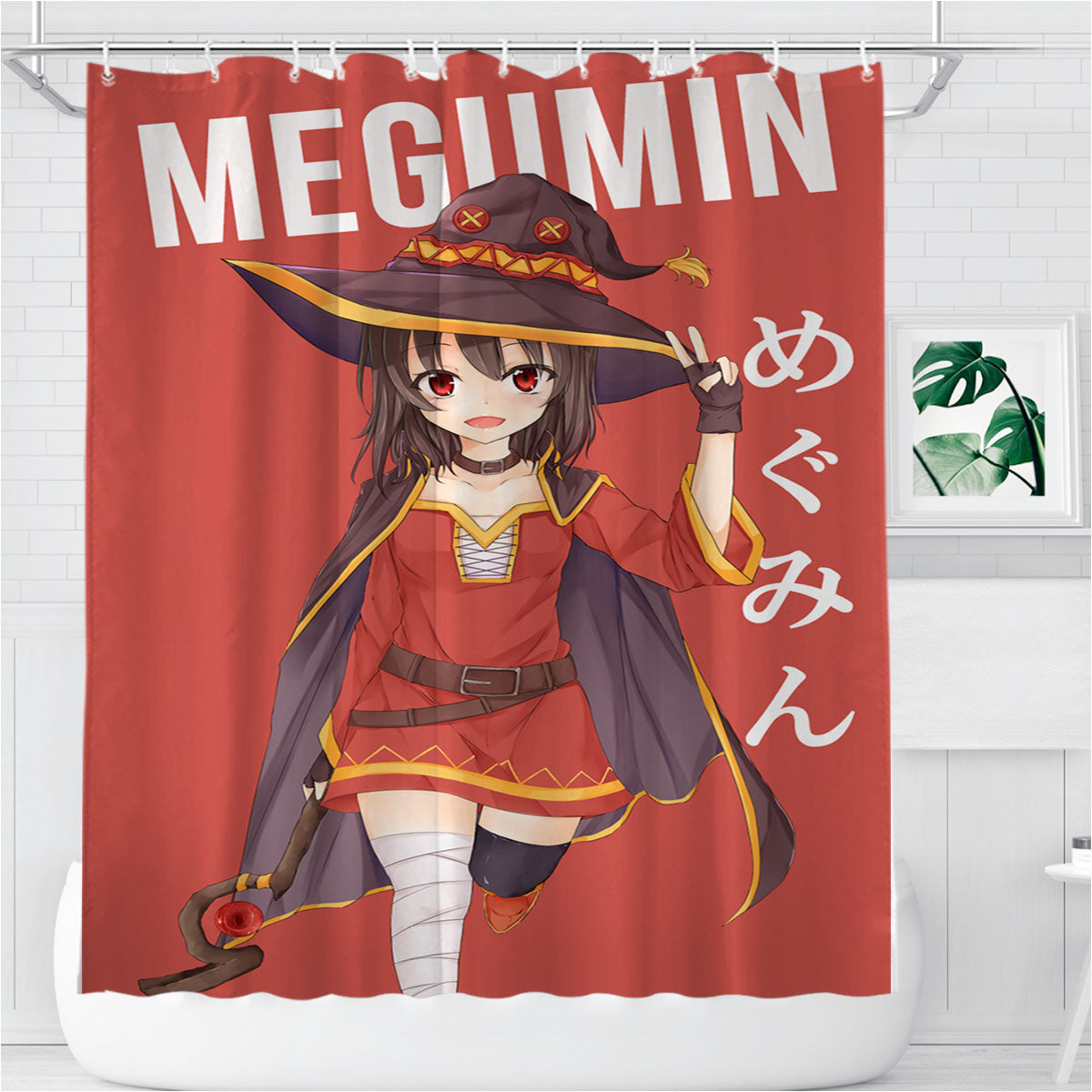Megumin Kono Subarashii Sekai Ni Shukufuku Wo! Anime Bathroom Shower Curtain Fabric Waterproof | 66 X 72 Inch