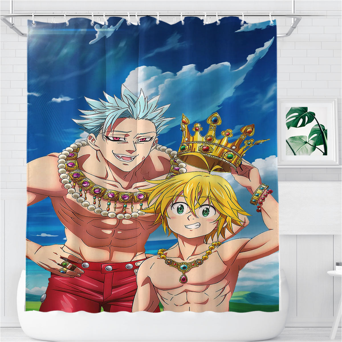 Meliodas And The Four Seven Deadly Sins Bathroom Shower Curtain Fabric Waterproof | 66 X 72 Inch