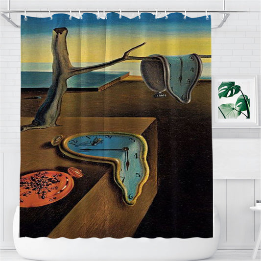 Melt Clock Salvador Pattern Bathroom Shower Curtain Fabric Waterproof | 66 X 72 Inch