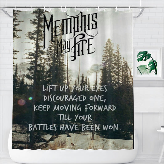 Personalized Memphis May Fire Forest Greenn White Shower Curtain Farmhouse Bathroom Decor