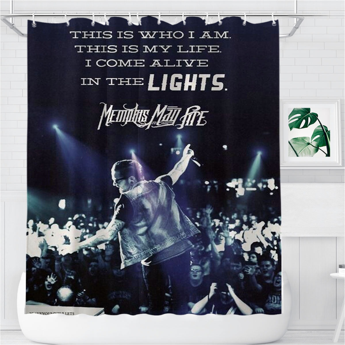 Memphis May Fire Light Bathroom Shower Curtain Fabric Waterproof | 66 X 72 Inch