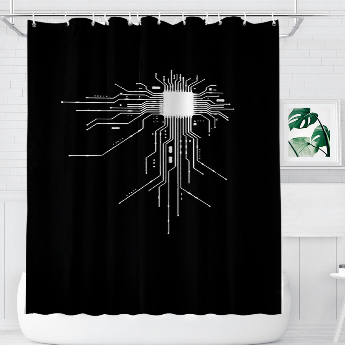 Mens Gift Cpu For Gamer Big Bang Theory Bathroom Shower Curtain Fabric Waterproof | 66 X 72 Inch
