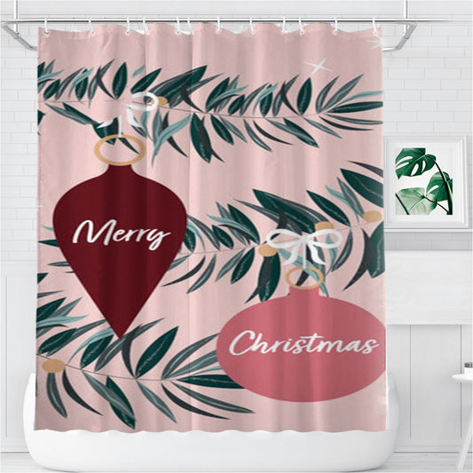 Personalized Merry Christmas Shower Curtain Farmhouse Bathroom Decor