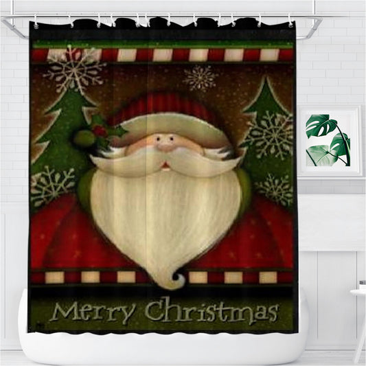 Merry Christmas Santa Bathroom Shower Curtain Fabric Waterproof