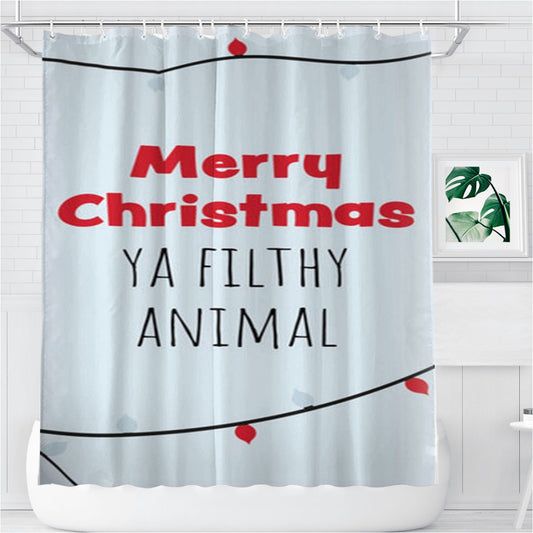 Personalized Merry Christmas Ya Filthy Animal Shower Curtain Farmhouse Bathroom Decor