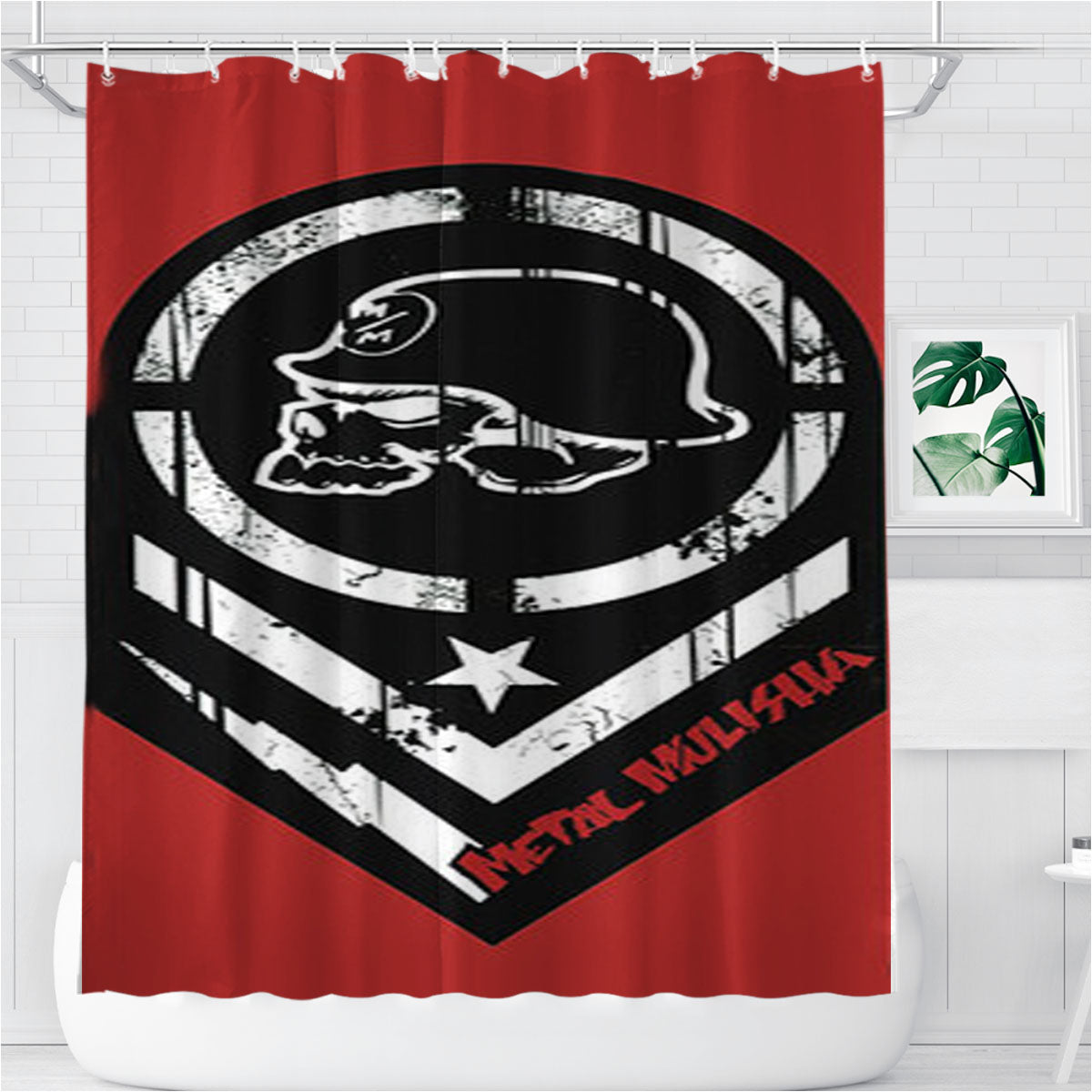 Metal Mulisha Red Logo Bathroom Shower Curtain Fabric Waterproof | 66 X 72 Inch