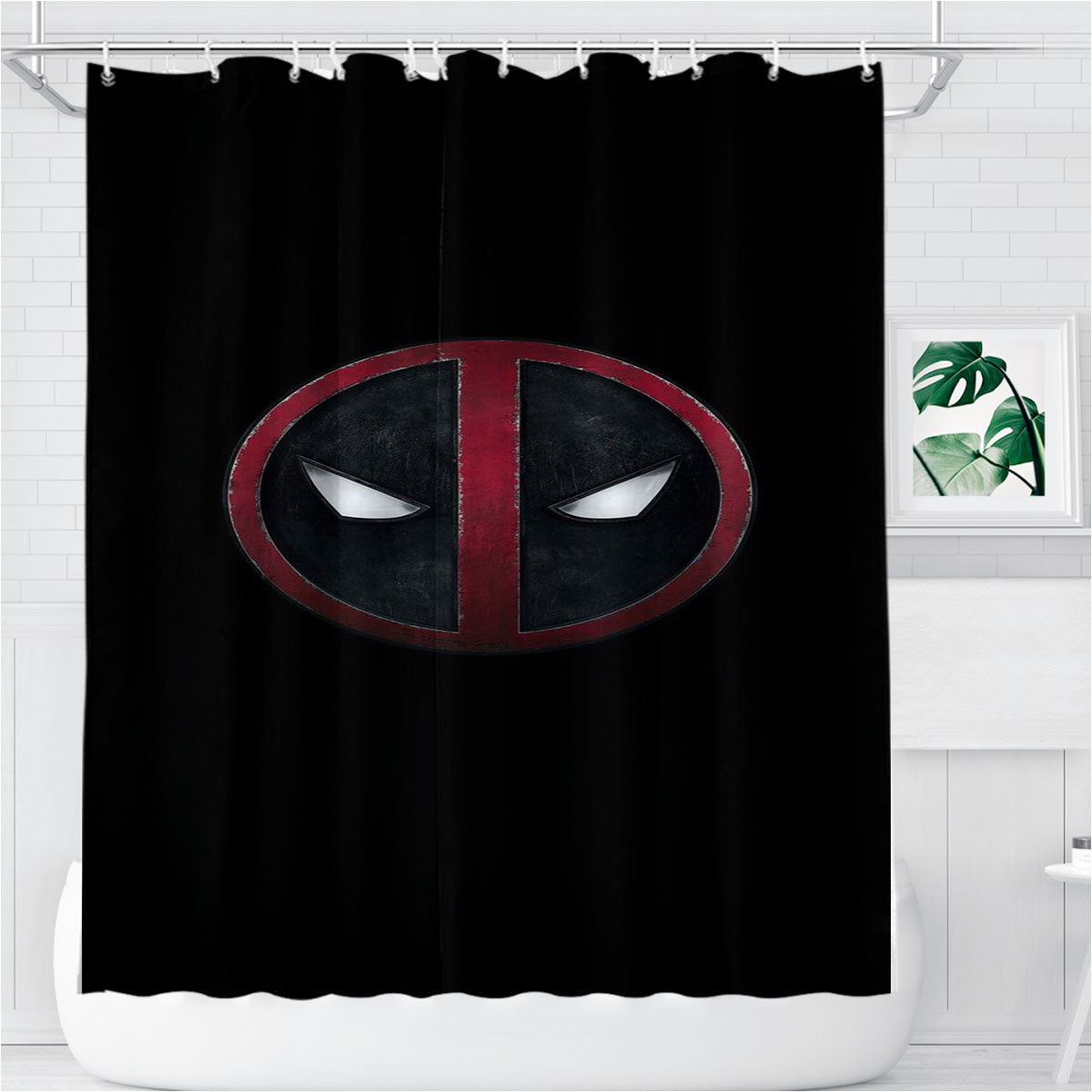 Metalic Circle Deadpool Logo Bathroom Shower Curtain Fabric Waterproof | 66 X 72 Inch