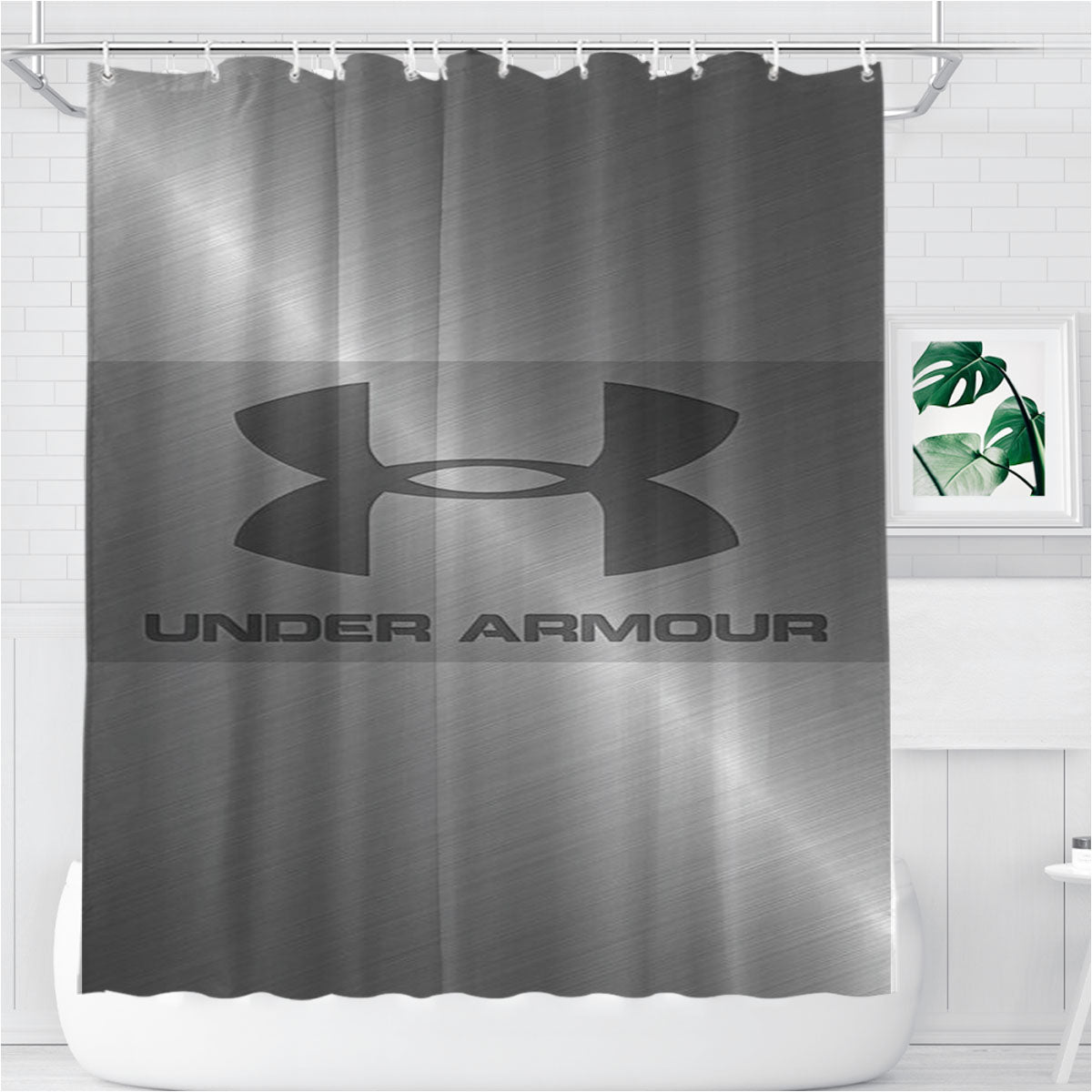 Metalic Under Armour Bathroom Shower Curtain Fabric Waterproof | 66 X 72 Inch