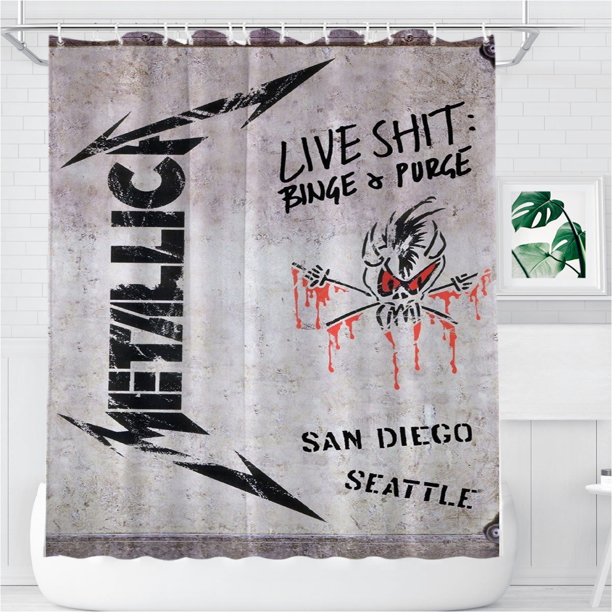 Metalica Live Shit Cover Bathroom Shower Curtain Fabric Waterproof | 66 X 72 Inch