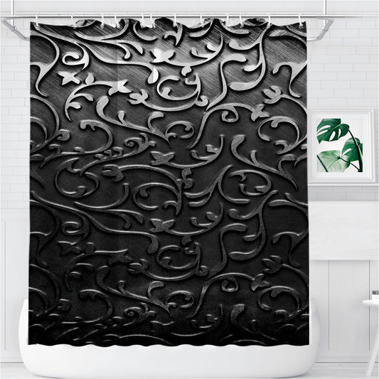 Metallic Flower Bathroom Shower Curtain Fabric Waterproof | 66 X 72 Inch