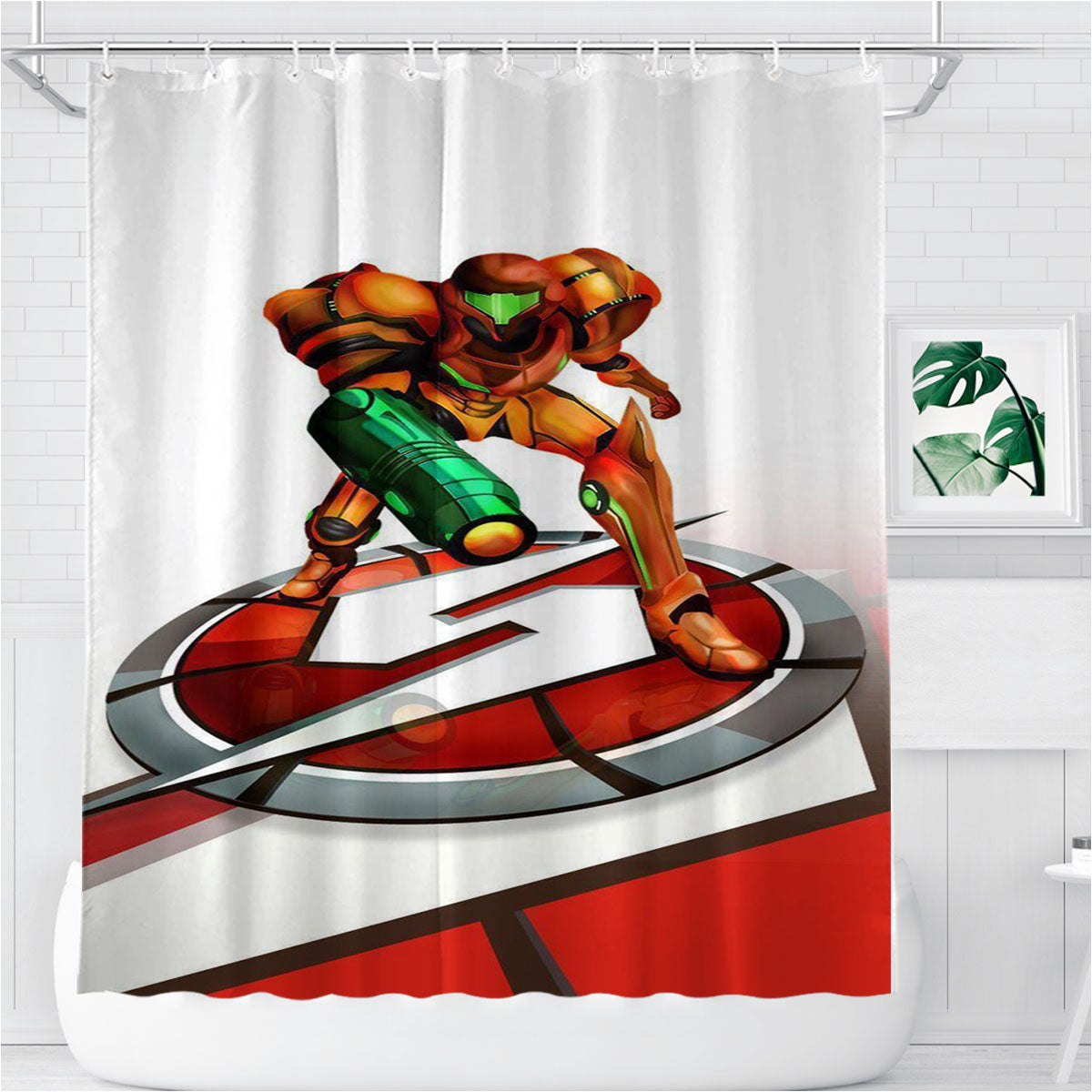 Metroid Prime Nintendo Retro Games Bathroom Shower Curtain Fabric Waterproof | 66 X 72 Inch